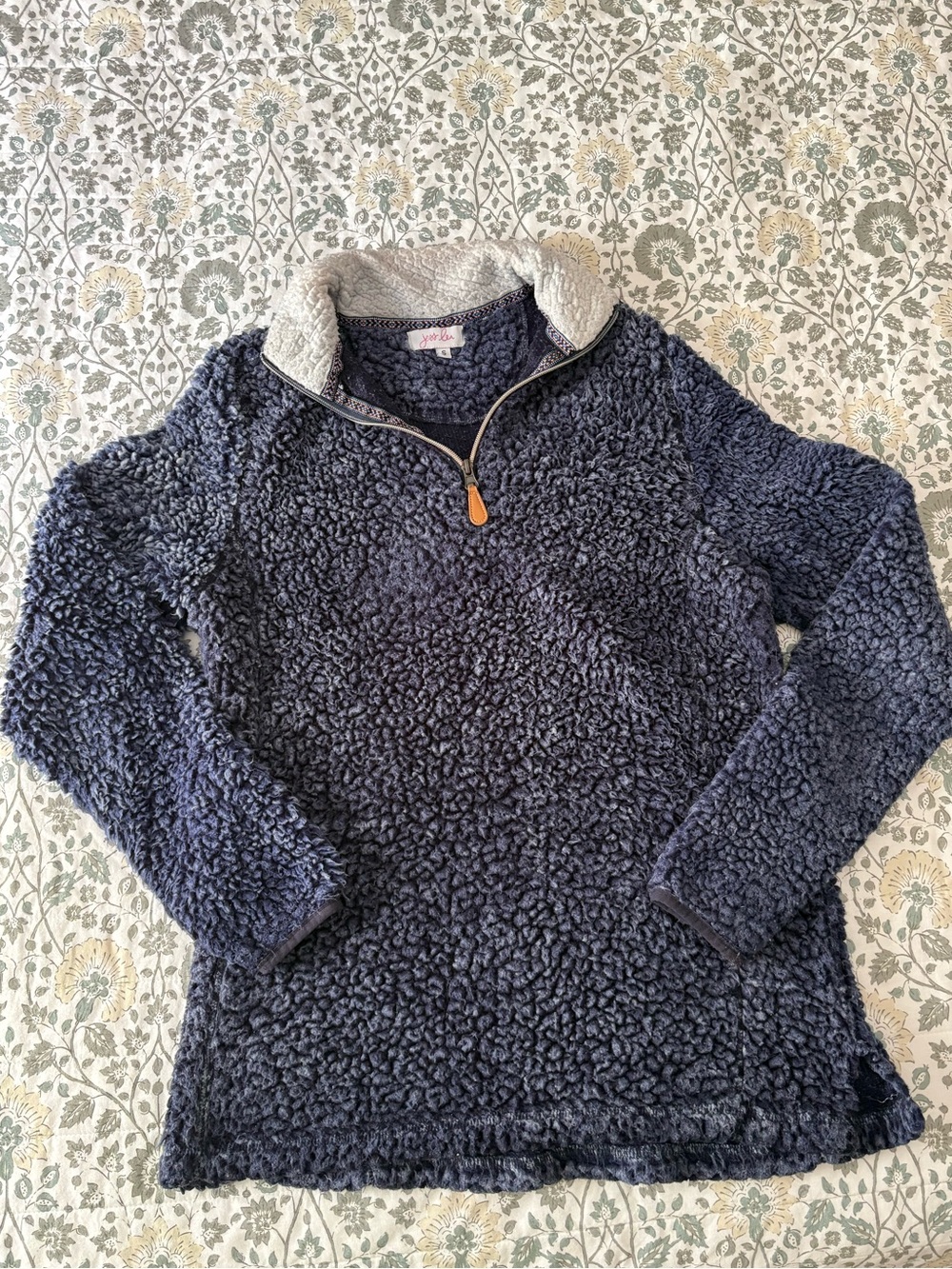 Cozy Navy Sherpa Turtleneck Pullover